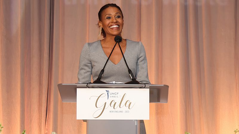 Shayna Seymour speaking at the 2023 Boston AMI Gala