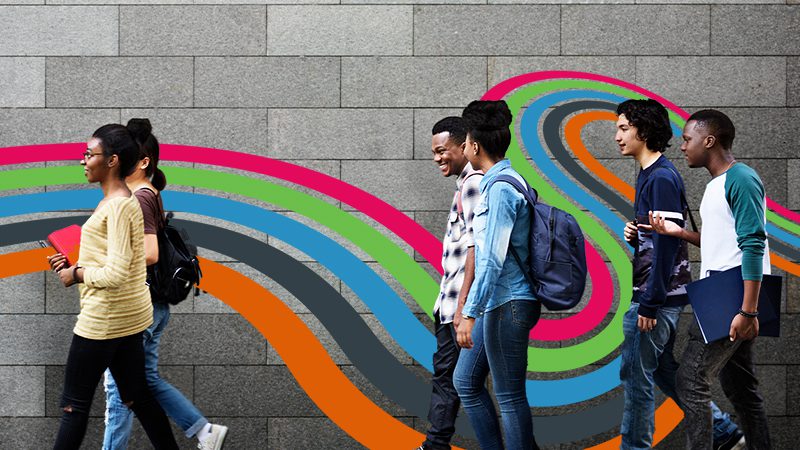 FSP Multiple students walking and smiling