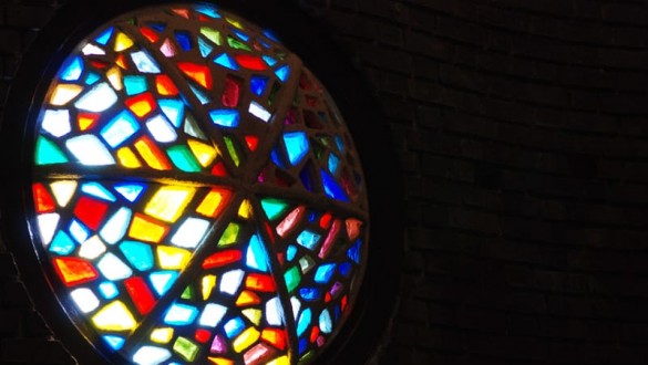 Picture of stained glass window in silhouette