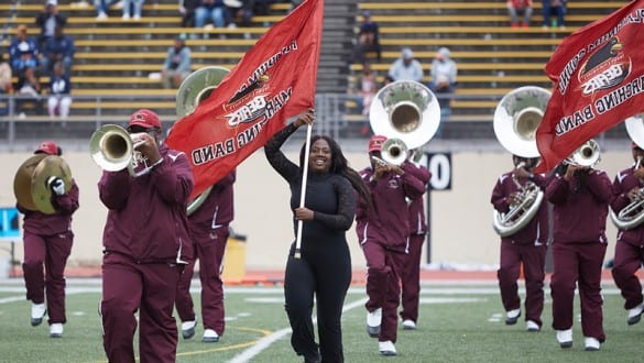 Shaw University marching band performing