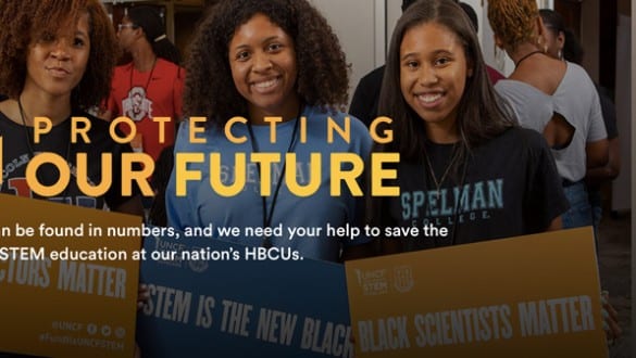 Protecting Our Future banner image with female students