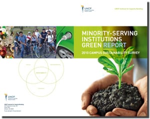 Cover image of minority serving institutions green report
