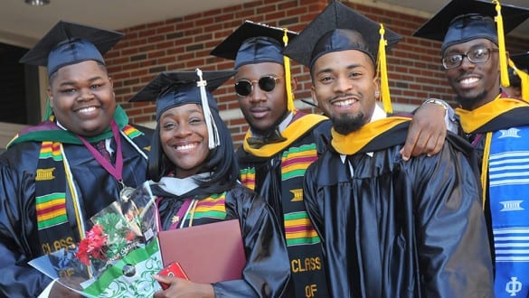 Group shot of Bethune Cookman graduates in caps and gowns