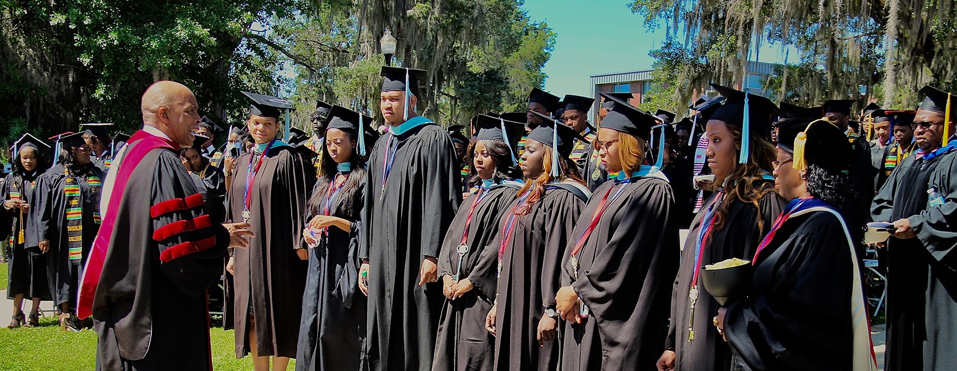 Students being addressed on graduation day