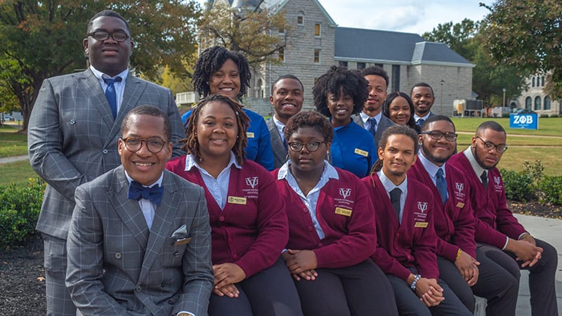 A group photo of Virginia Union University students in formal wear
